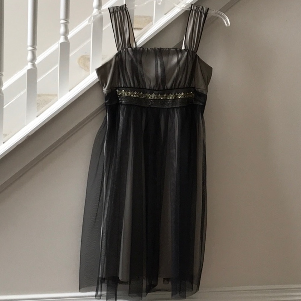 Girls Dress with Black Sheer and Straps